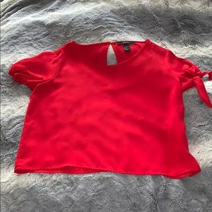 Red top with cute tie sleeves